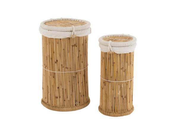 Korv BAMBOO silindriline 2tk komplekt, looduslik/valge