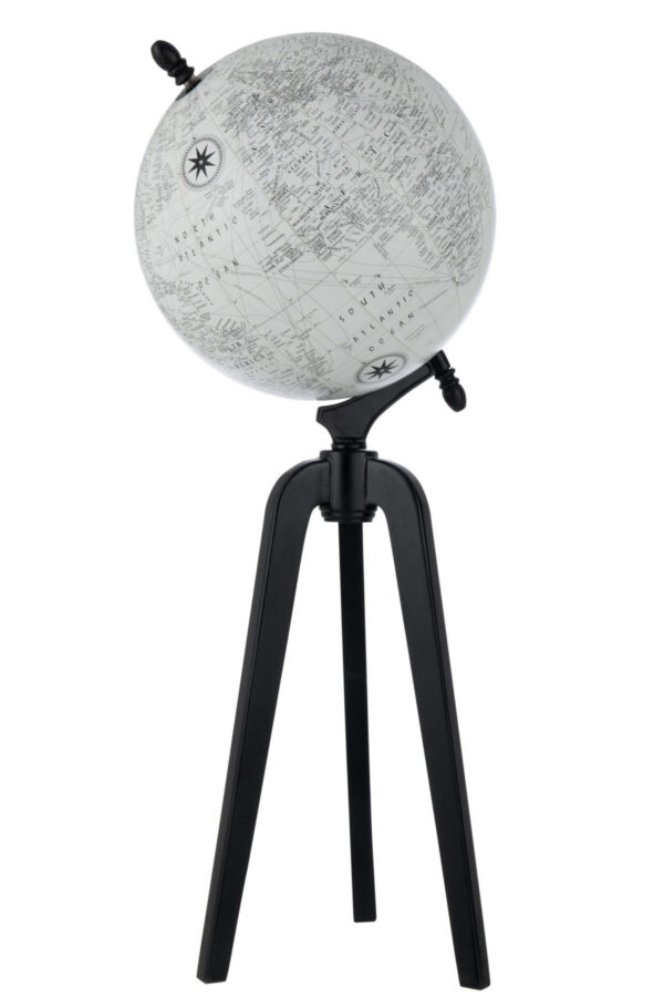 Dekoratiivne gloobus WORLD GLOBE XL alusega, hall/must