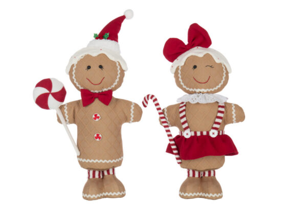 Jõulukaunistus PIPARKOOK poiss/tüdruk 2tk komplekt, kaamelivärvi/jõulupunane