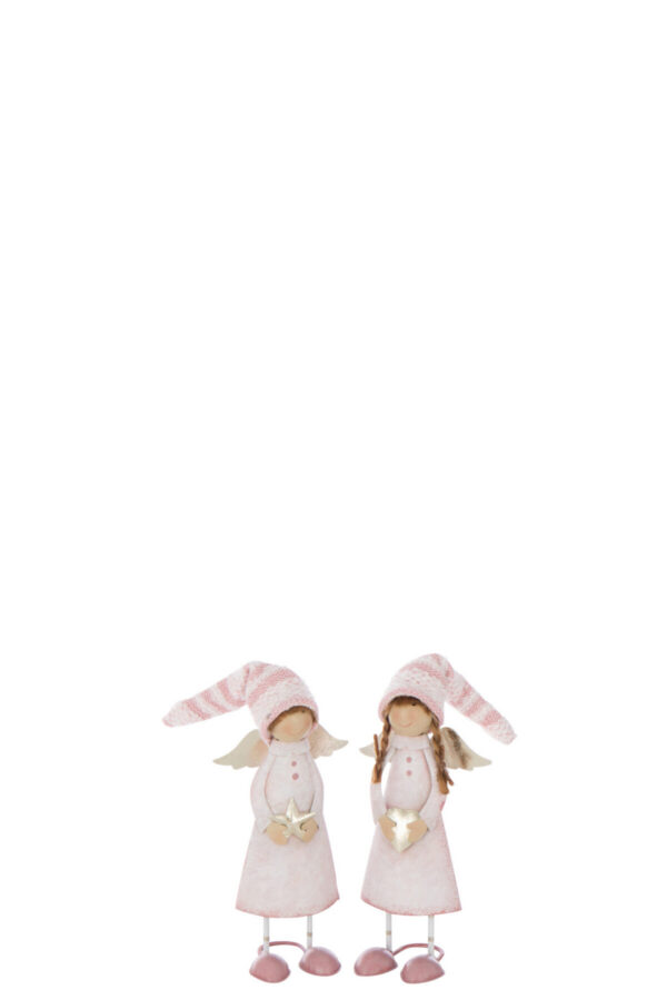 Jõulukaunistus ANGEL südame ja tähega väike komplekt 2 tk, roosa/kuldne