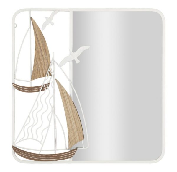 Peegel ADRIATIC 60x60x4,4cm, valge/pruun