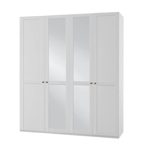 Riidekapp NEW YORK 4-ukseline peeglitega, valge