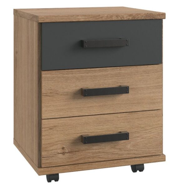 Sahtliboks LIVERPOOL 3-sahtliga ratastel, tammeplank/grafiit