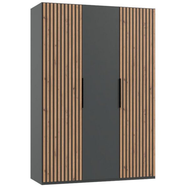 Riidekapp ANDORRA 3-ukseline, grafiit/artisan tamm