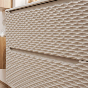 Valamukapp OCEAN BEIGE 60 cm, 2 sahtlit, beež/õlitatud tamm