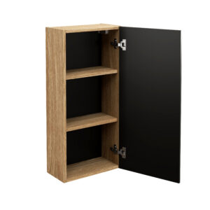 Ülemine vannitoakapp LUXOR BLACK 35 cm 1 uksega, matt must/õlitatud tamm