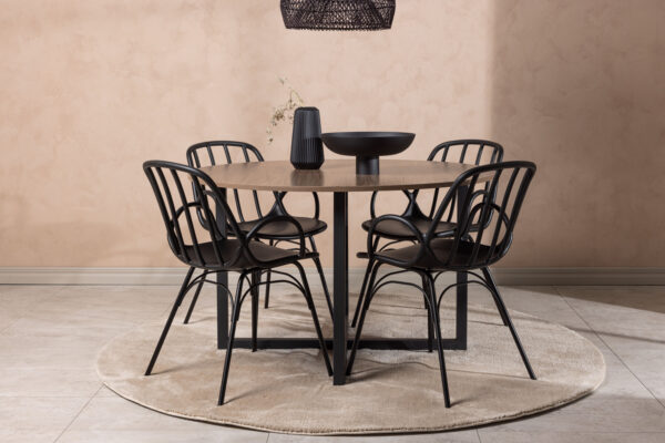 Söögitoa komplekt DURANGO&DYRÖN 4 tooli, must/pähkel