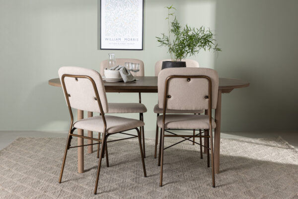 Söögitoa komplekt ANDY&SEDA 4 tooliga, naturaalne/beež