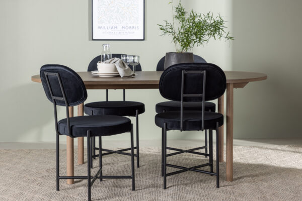 Söögitoa komplekt ANDY&STELLA 4 tooli, naturaalne/must