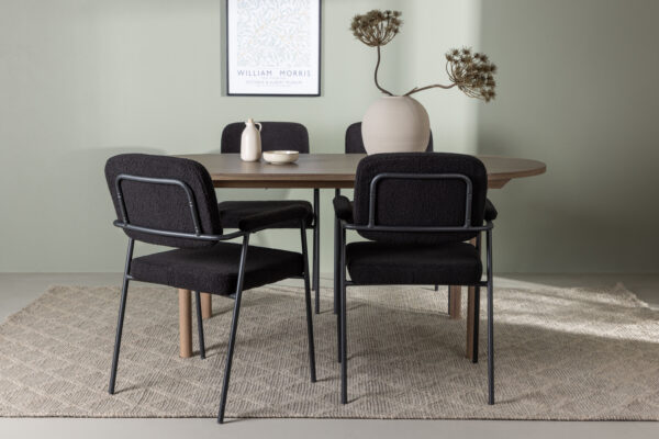 Söögitoa komplekt ANDY&YESTERDAY 4-tooliga, naturaalne/must