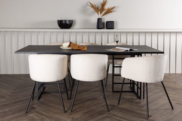 Söögilaua komplekt YSTAD toolidega BERIT 220x100cm, must