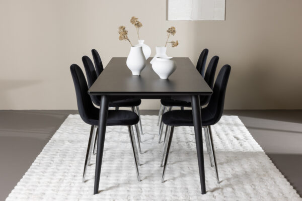 Söögilauda komplekt ELLIS lauaga ja POLAR toolidega 230x85 cm, must