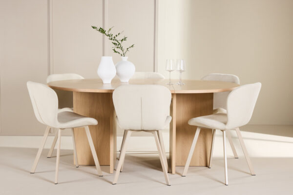 Söögitoa komplekt STRADA & LILJA 6 tooliga, beež